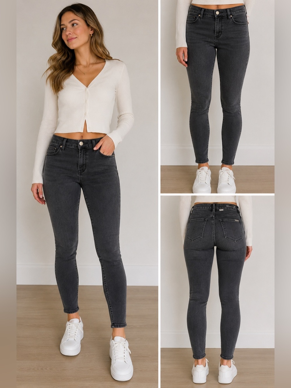 Seven7 Charcoal Gray Skinny Jeans Women’s Size 10 Mid Rise Stretch Denim